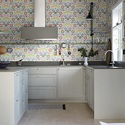 Galerie Wallcoverings Product Code: S24121 - Sommarang 2 Wallpaper Collection Galerie Wallcoverings Product Code S24121 - Sommarang 2 Wallpaper Collection - Yellow, red, blue Colours - An array of flowers and leaves Design