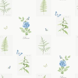 Galerie Wallcoverings Product Code: S45206 - Country Cottage Wallpaper Collection Galerie Wallcoverings Product Code S45206 - Country Cottage Wallpaper Collection - Blue Green Colours - Rose Botanical Motif Design