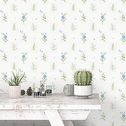 Galerie Wallcoverings Product Code: S45206 - Country Cottage Wallpaper Collection Galerie Wallcoverings Product Code S45206 - Country Cottage Wallpaper Collection - Blue Green Colours - Rose Botanical Motif Design