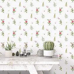 Galerie Wallcoverings Product Code: S45208 - Country Cottage Wallpaper Collection Galerie Wallcoverings Product Code S45208 - Country Cottage Wallpaper Collection - Red Green Colours - Rose Botanical Motif Design
