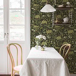 Galerie Wallcoverings Product Code: S55022 - Sommarang Wallpaper Collection Galerie Wallcoverings Product Code S55022 - Sommarang Wallpaper Collection - Dark green Colours - Abstract Flora Design