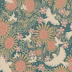 Galerie Wallcoverings Product Code: S63007 - Sommarang 2 Wallpaper Collection Galerie Wallcoverings Product Code S63007 - Sommarang 2 Wallpaper Collection - Dark blue Colours - Songbirds flying over fields of sunflowers Design