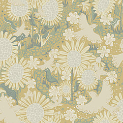 Galerie Wallcoverings Product Code: S63010 - Sommarang 2 Wallpaper Collection Galerie Wallcoverings Product Code S63010 - Sommarang 2 Wallpaper Collection - Yellow Colours - Songbirds flying over fields of sunflowers Design