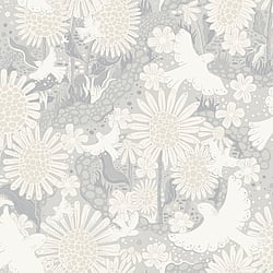 Galerie Wallcoverings Product Code: S63011 - Sommarang 2 Wallpaper Collection Galerie Wallcoverings Product Code S63011 - Sommarang 2 Wallpaper Collection - Grey Colours - Songbirds flying over fields of sunflowers Design