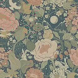 Galerie Wallcoverings Product Code: S63013 - Sommarang 2 Wallpaper Collection Galerie Wallcoverings Product Code S63013 - Sommarang 2 Wallpaper Collection - Dark blue Colours - Medley of flowers with summertime details including rabbits and birds Design