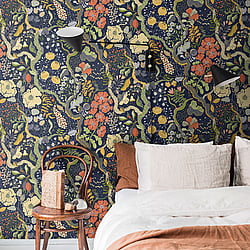 Galerie Wallcoverings Product Code: S65101 - Sommarang Wallpaper Collection Galerie Wallcoverings Product Code S65101 - Sommarang Wallpaper Collection - Blue Multi-coloured Colours - Floral Vines Design