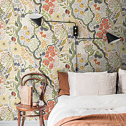 Galerie Wallcoverings Product Code: S65102 - Sommarang Wallpaper Collection Galerie Wallcoverings Product Code S65102 - Sommarang Wallpaper Collection - Green Multi-coloured Colours - Floral Vines Design