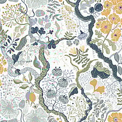 Galerie Wallcoverings Product Code: S65103 - Sommarang Wallpaper Collection Galerie Wallcoverings Product Code S65103 - Sommarang Wallpaper Collection - White Orange Multi-coloured Colours - Floral Vines Design