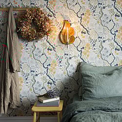 Galerie Wallcoverings Product Code: S65103 - Sommarang Wallpaper Collection Galerie Wallcoverings Product Code S65103 - Sommarang Wallpaper Collection - White Orange Multi-coloured Colours - Floral Vines Design