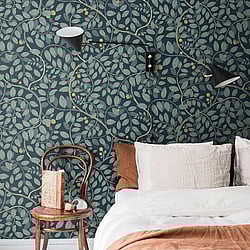 Galerie Wallcoverings Product Code: S65106 - Sommarang Wallpaper Collection Galerie Wallcoverings Product Code S65106 - Sommarang Wallpaper Collection - Blue Colours - Leafy Vines Design