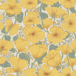 Galerie Wallcoverings Product Code: S65112 - Sommarang Wallpaper Collection Galerie Wallcoverings Product Code S65112 - Sommarang Wallpaper Collection - Yellow Colours - Retro Poppy Design