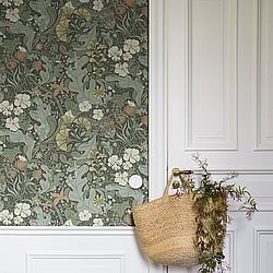 Galerie Wallcoverings Product Code: S83103 - Sommarang Wallpaper Collection Galerie Wallcoverings Product Code S83103 - Sommarang Wallpaper Collection - Green Colours - Swedish Flowers and Leaves Design