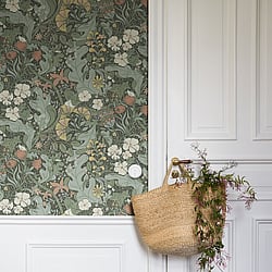 Galerie Wallcoverings Product Code: S83103 - Sommarang Wallpaper Collection Galerie Wallcoverings Product Code S83103 - Sommarang Wallpaper Collection - Green Colours - Swedish Flowers and Leaves Design