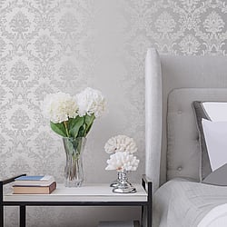 Galerie Wallcoverings Product Code: SB37904 - Simply Silks 4 Wallpaper Collection Galerie Wallcoverings Product Code SB37904 - Simply Silks 4 Wallpaper Collection - Metallic Silver Colours - Classic Damask Design