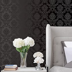 Galerie Wallcoverings Product Code: SB37906 - Simply Silks 4 Wallpaper Collection Galerie Wallcoverings Product Code SB37906 - Simply Silks 4 Wallpaper Collection - Black Colours - Classic Damask Design
