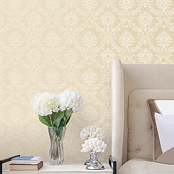 Galerie Wallcoverings Product Code: SB37908 - Simply Silks 4 Wallpaper Collection Galerie Wallcoverings Product Code SB37908 - Simply Silks 4 Wallpaper Collection - Dark Cream Colours - Classic Damask Design