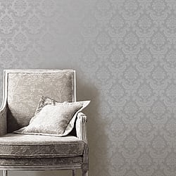 Galerie Wallcoverings Product Code: SK34746 - Simply Silks 3 Wallpaper Collection Galerie Wallcoverings Product Code SK34746 - Simply Silks 3 Wallpaper Collection - Metallic Silver Colours - Feathered Damask Design