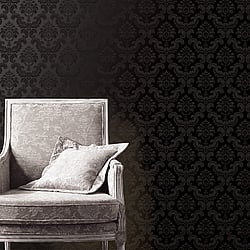 Galerie Wallcoverings Product Code: SK34750 - Simply Silks 3 Wallpaper Collection Galerie Wallcoverings Product Code SK34750 - Simply Silks 3 Wallpaper Collection - Black Colours - Feathered Damask Design