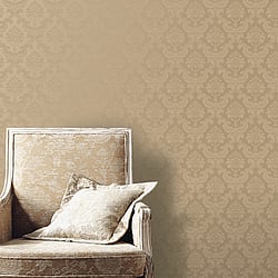 Galerie Wallcoverings Product Code: SK34755 - Simply Silks 3 Wallpaper Collection Galerie Wallcoverings Product Code SK34755 - Simply Silks 3 Wallpaper Collection - Brushed Metallic Gold Colours - Feathered Damask Design