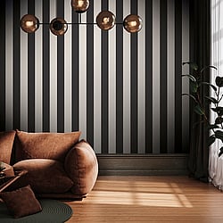 Galerie Wallcoverings Product Code: SS21233 - Style Sisters Classic Wallpaper Collection Galerie Wallcoverings Product Code SS21233 - Style Sisters Classic Wallpaper Collection - Medium Stripe Black Design