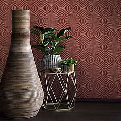 Galerie Wallcoverings Product Code: TP21282 - Passenger Wallpaper Collection Galerie Wallcoverings Product Code TP21282 - Passenger Wallpaper Collection - Red Terracotta Gold Colours - Metallic Ikat Design