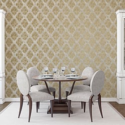 Galerie Wallcoverings Product Code: W78228 - Lustre Wallpaper Collection Galerie Wallcoverings Product Code W78228 - Lustre Wallpaper Collection - Gold Colours - Metallic Damask Design