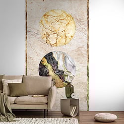 Galerie Wallcoverings Product Code WH45218M - Welcome Home Murals Wallpaper Collection - Beige, Yellow, Black Colours - Marble Eclipse Design