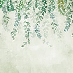 Galerie Wallcoverings Product Code WH45272M - Welcome Home Murals Wallpaper Collection - Cream, Grey, Green Colours - Cascading Botanical Vines Design