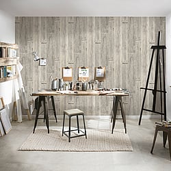 Galerie Wallcoverings Product Code: WW22212 - Woods And Wicker Wallpaper Collection Galerie Wallcoverings Product Code WW22212 - Woods And Wicker Wallpaper Collection - Beige Cream Grey Colours - Reclaimed Wood Effect Motif Design