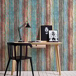 Galerie Wallcoverings Product Code: WW22235 - Woods And Wicker Wallpaper Collection Galerie Wallcoverings Product Code WW22235 - Woods And Wicker Wallpaper Collection - Blue Multi-Colour Colours - Broad Wood Stripe Effect Motif Design