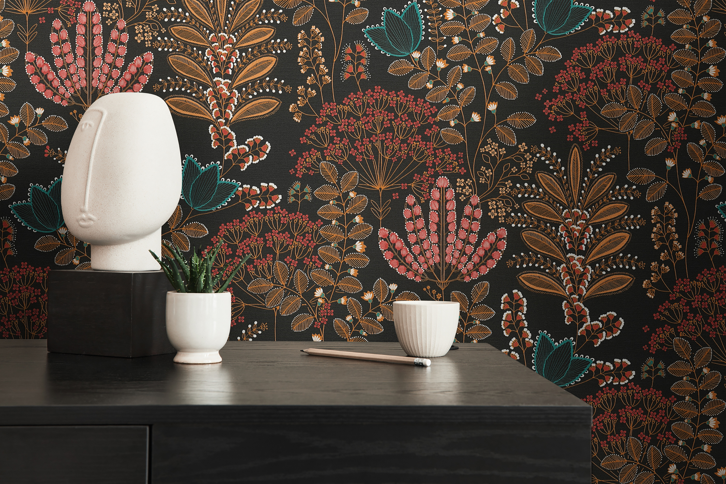 Galerie Wallcoverings Product Code FL61129 - Flourish Wallpaper Collection - Blue/Orange Colours -  