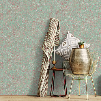 Galerie Wallcoverings Product Code G45345 - Grunge Wallpaper Collection - Green Copper Orange Colours -  