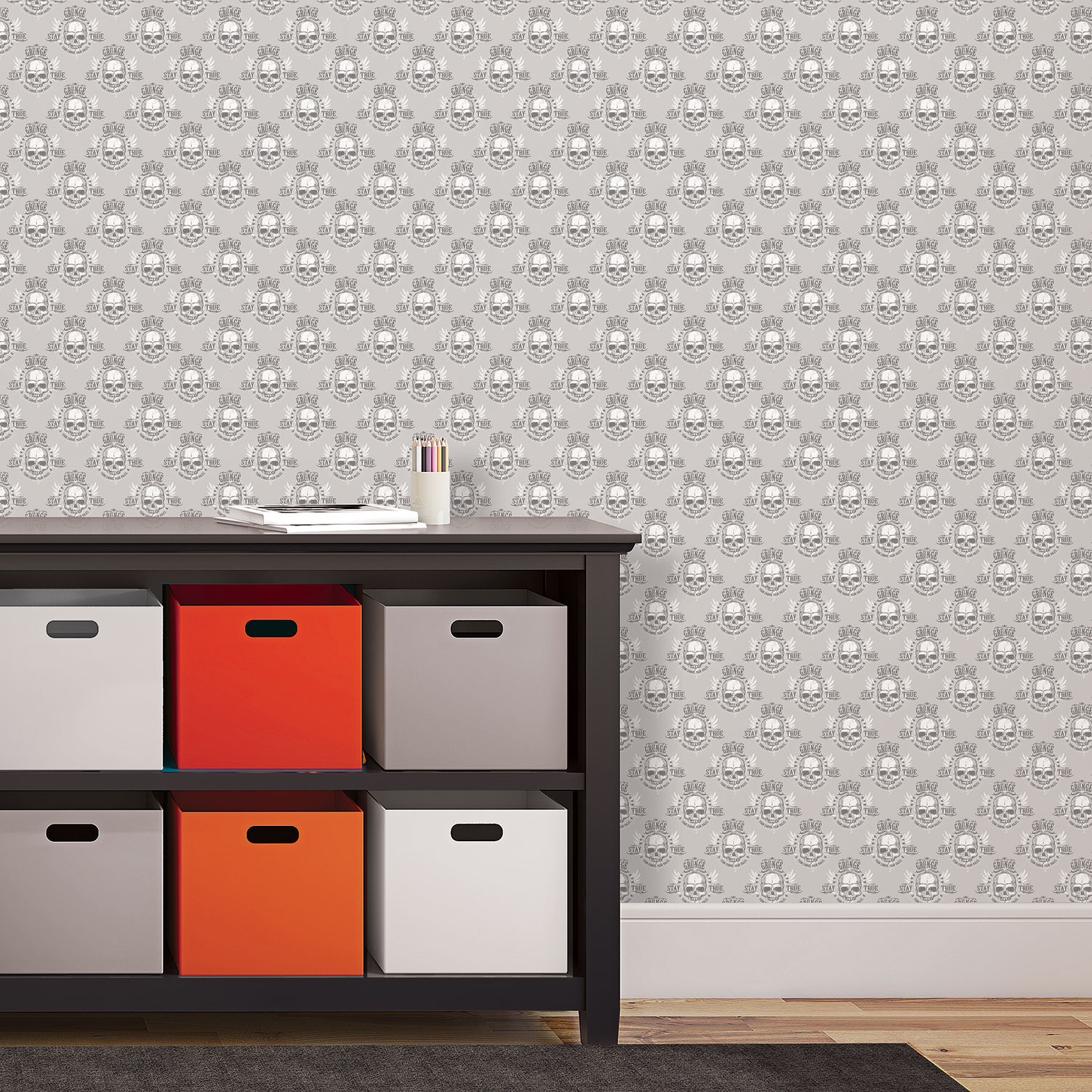 Galerie Wallcoverings Product Code G45366 - Grunge Wallpaper Collection - Silver White Black Colours -  