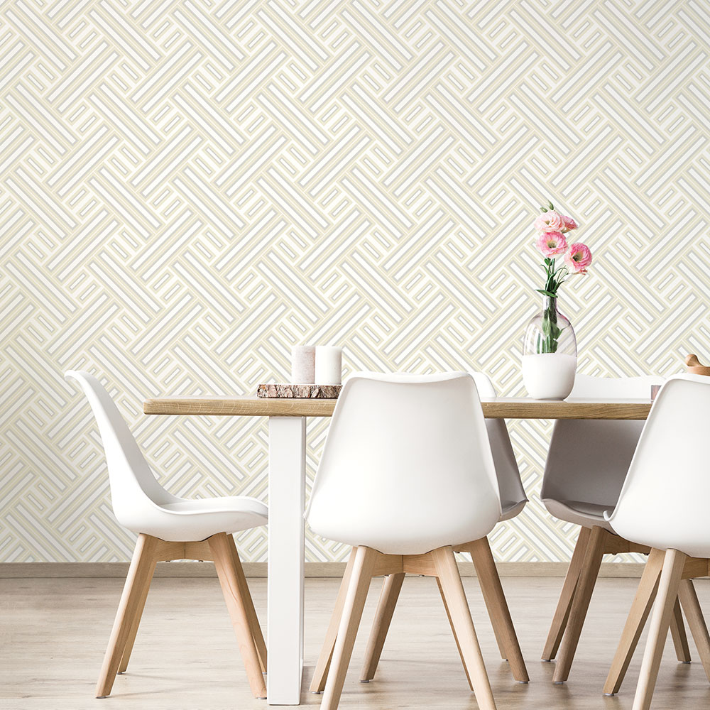 Galerie Wallcoverings Product Code GX37604 - Geometrix Wallpaper Collection - Cream Pearl Silver Colours -  